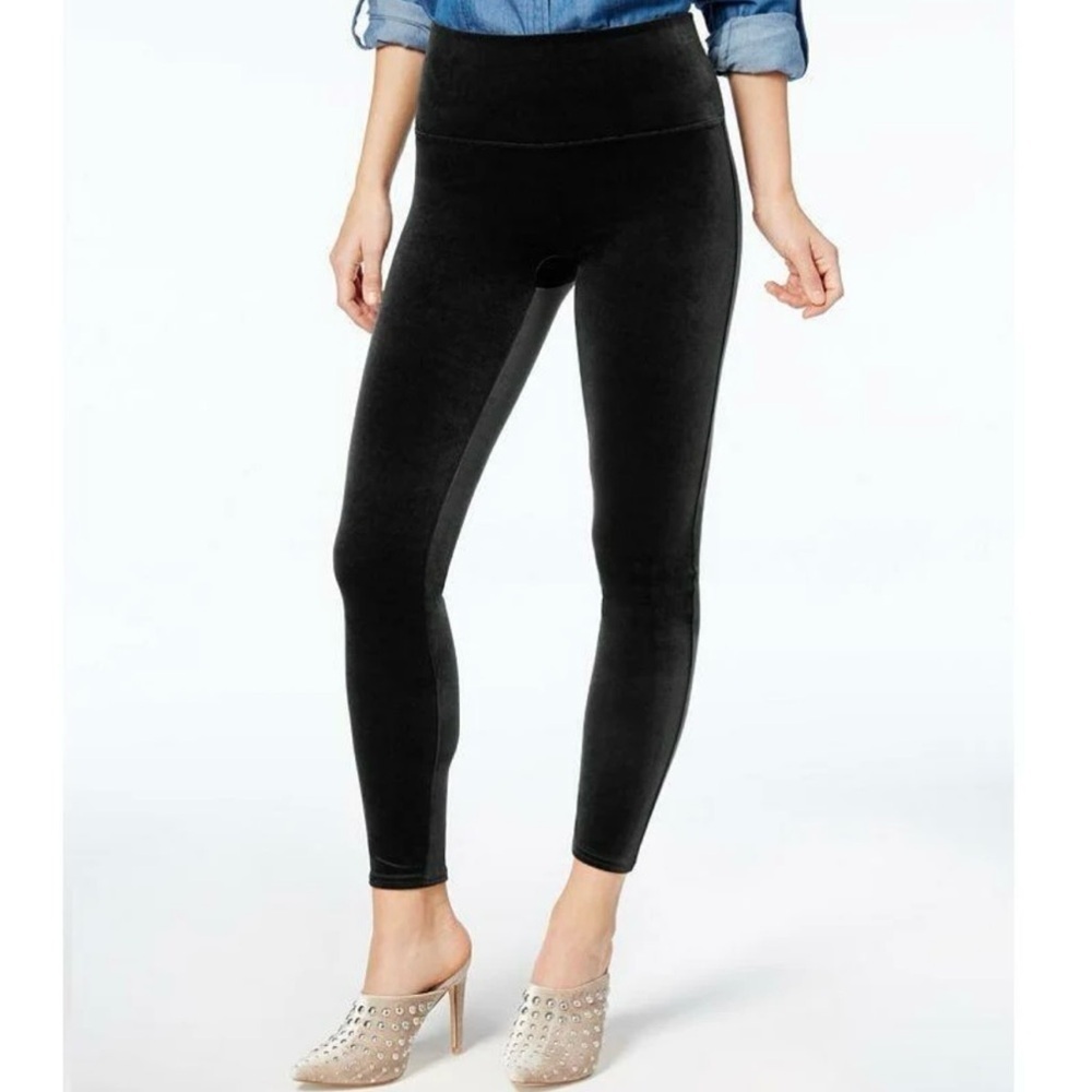 Spanx High Waisted Velvet Leggings Size Large Black Fall Holidays Christmas